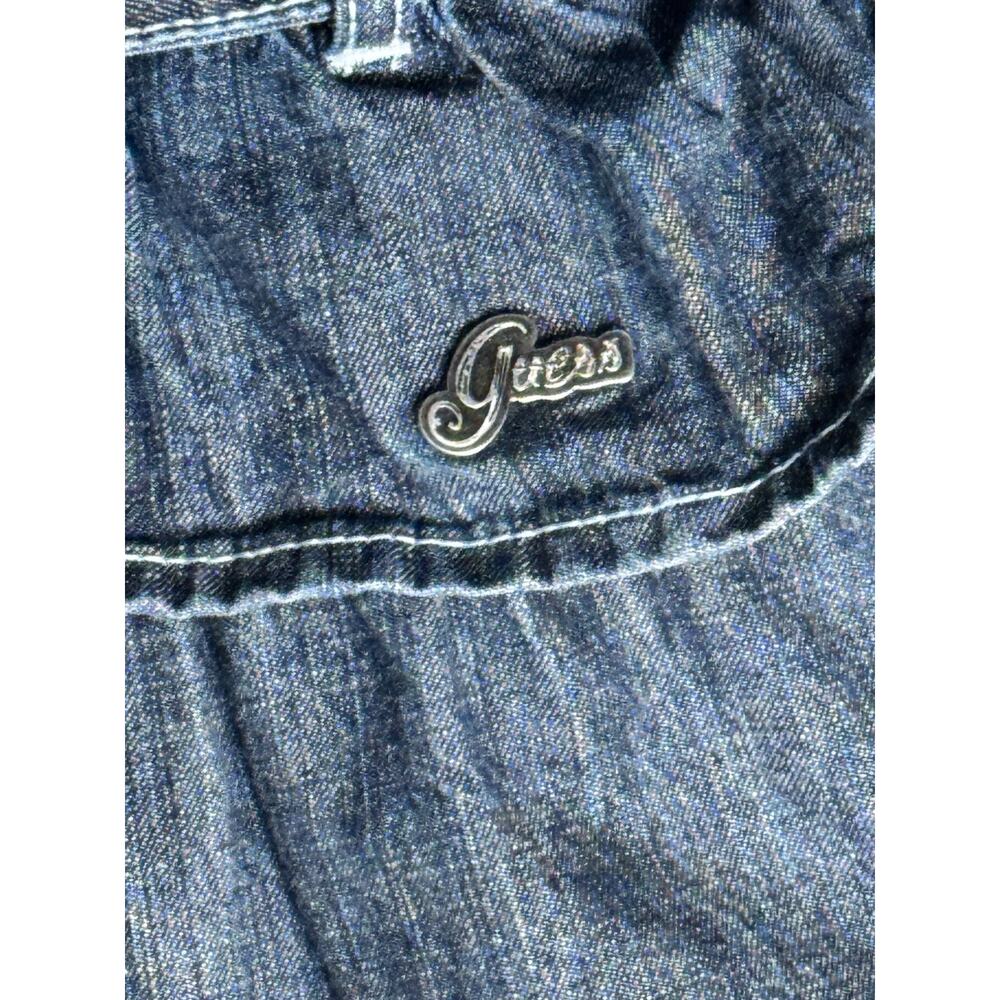 Y2K Baby Guess Denim Dress Girls Sz 24M Tiered Ruffle Puff Sleeve Belt Western - Picture 4 of 8